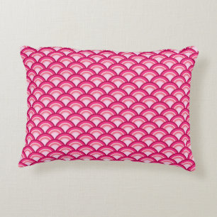 Art-Deco-Wellenmuster - Fuchsia und Korallen Zierkissen