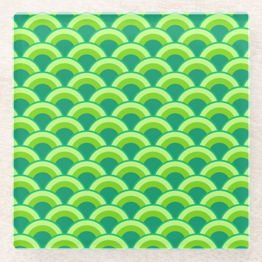 Art Deco Wellenmuster - Jade grün Glasuntersetzer (Vorderseite)