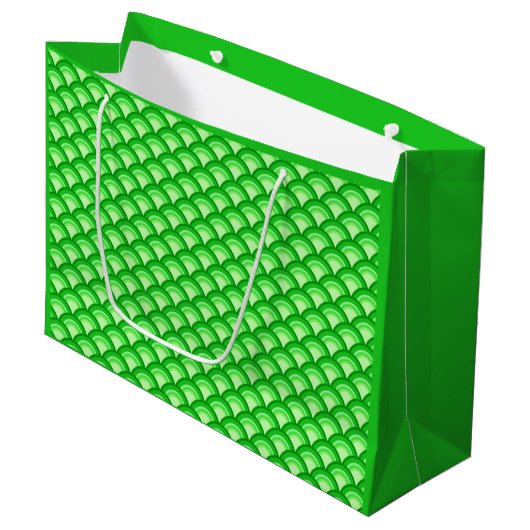 Art Deco Wellenmuster - Jade grün Große Geschenktüte (Vorderseite Schrägansicht)