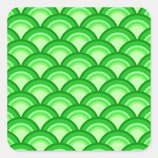 Art Deco Wellenmuster - Jade grün Quadratischer Aufkleber (Vorderseite)