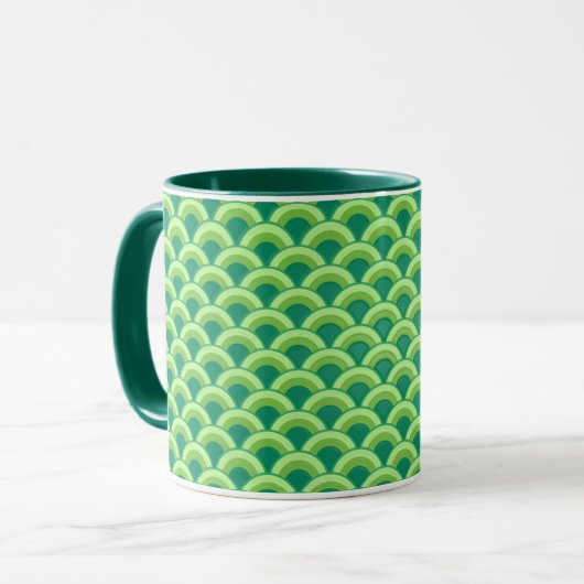 Art Deco Wellenmuster - Jade grün Tasse (Vorderseite Links)