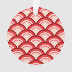 Art Deco Wellenmuster - Korallenrot und Rosa Ornament