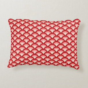 Art Deco Wellenmuster - Korallenrot und Rosa Zierkissen