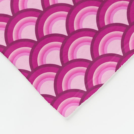 Art Deco Wellenmuster - Magenta und Rosa Fleecedecke (Ecke)