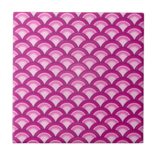 Art Deco Wellenmuster - Magenta und Rosa Fliese