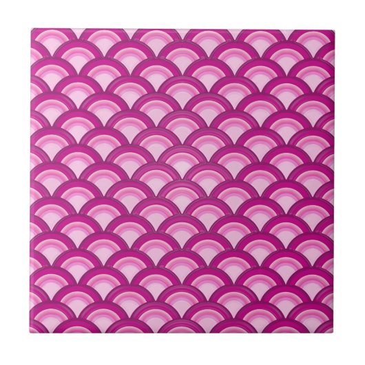 Art Deco Wellenmuster - Magenta und Rosa Fliese (Vorderseite)