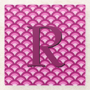 Art Deco Wellenmuster - Magenta und Rosa Glasuntersetzer