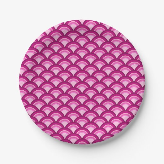 Art Deco Wellenmuster - Magenta und Rosa Pappteller (Vorderseite)