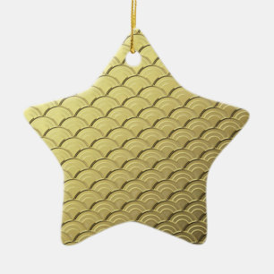 Art Deco Wellenmuster - metallisches Gold Keramik Ornament