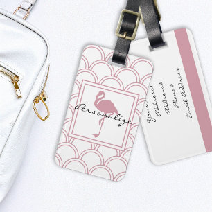 Art Deco Wellenmuster Rosa Flamingo Gepäckanhänger