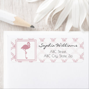 Art Deco Wellenmuster Rosa Flamingo Rücksendeadres