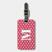 Art Deco-Wellenmuster - rot und fuchsia Gepäckanhänger (Vorderseite vertikal)