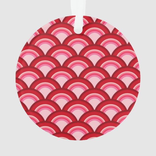 Art Deco-Wellenmuster - rot und fuchsia Ornament (Rückseite)
