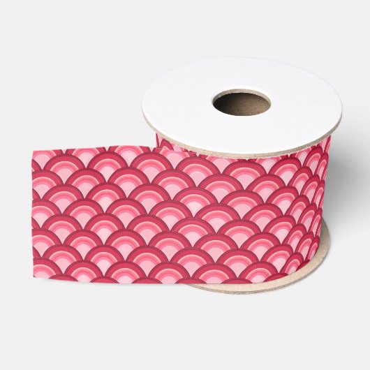 Art Deco-Wellenmuster - rot und fuchsia Ripsband (Spule)