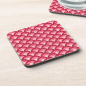 Art Deco-Wellenmuster - rot und fuchsia Untersetzer (Linke Seite)