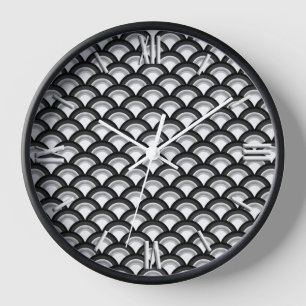Art Deco Wellenmuster - schwarz und weiß Wanduhr