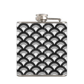 Art-Deco-Wellenmuster - Schwarzweiß Flachmann (Rückseite)