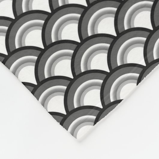 Art-Deco-Wellenmuster - Schwarzweiß Fleecedecke (Ecke)