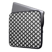 Art-Deco-Wellenmuster - Schwarzweiß Laptopschutzhülle (Vorderseite Links)