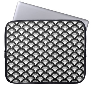 Art-Deco-Wellenmuster - Schwarzweiß Laptopschutzhülle