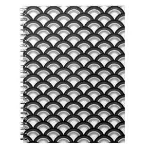 Art-Deco-Wellenmuster - Schwarzweiß Notizblock