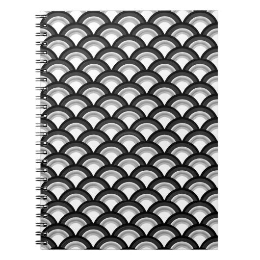 Art-Deco-Wellenmuster - Schwarzweiß Notizblock (Vorderseite)