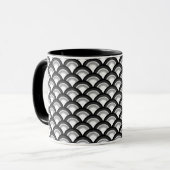 Art-Deco-Wellenmuster - Schwarzweiß Tasse (Vorderseite Links)