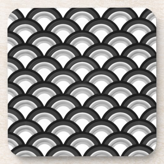 Art-Deco-Wellenmuster - Schwarzweiß Untersetzer (Vorderseite)