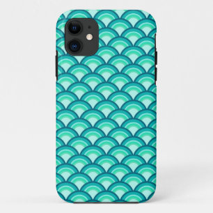 Art Déco-Wellenmuster - türkisfarbene Farbtöne iPhone 11 Hülle
