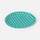 Art Déco-Wellenmuster - türkisfarbene Farbtöne Pappteller (Schrägansicht)