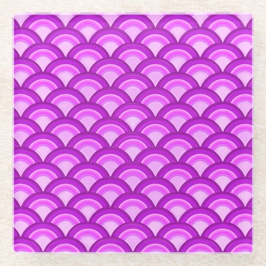Art Deco-Wellenmuster - violett und orchid Glasuntersetzer (Vorderseite)
