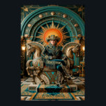 Art Deco Western Cowgirl Königin Thron Gold Poster<br><div class="desc">Eine kraftvolle Darstellung souveränen Stils, in der der Wilde Westen dem Jazz Age begegnet. Diese atemberaubende Illustration zeigt eine würdige Cowgirl in einem hochgradig verzierten, tiefblauen Samt-Westernanzug mit goldenem Fransenbesatz, die auf einem majestätischen Thron aus bronzenen Pferdeskulpturen sitzt. Mit einer glitzernden Cowboy-Hut-Krone posiert sie vor einer riesigen, segmentierten Art Deco-Sonne...</div>