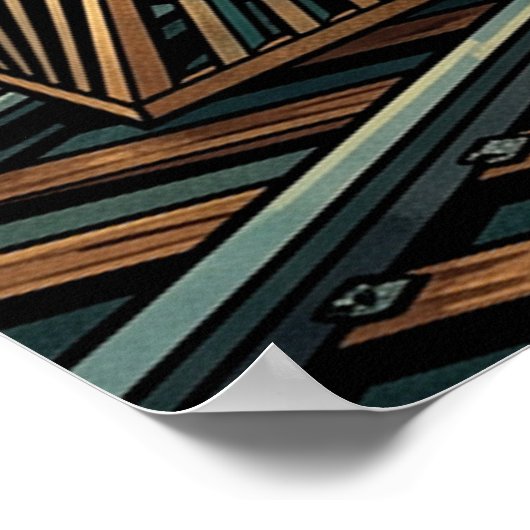 Art Deco Western Express Poster - Geometric Train  (Ecke)
