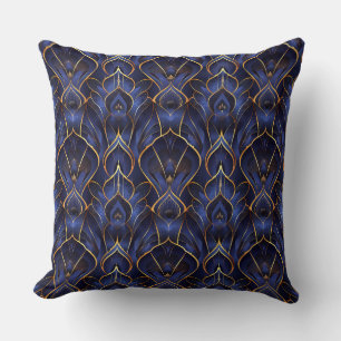 Art Deco Whimsical Vintag Blue Floral Muster Kissen