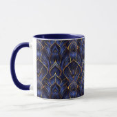 Art Deco Whimsical Vintag Blue Floral Muster Tasse (Links)