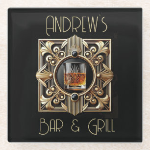 Art Deco, Whiskey Logo Bar & Grill Glasuntersetzer