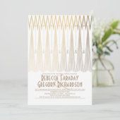 Art Deco White and Gold Gatsby Probe Dinner Einladung (Stehend Vorderseite)