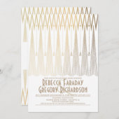 Art Deco White and Gold Gatsby Probe Dinner Einladung (Vorne/Hinten)