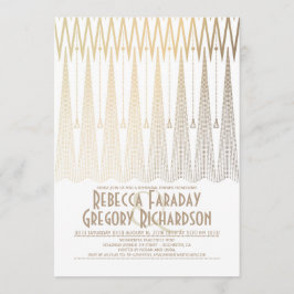 Art Deco White and Gold Gatsby Probe Dinner Einladung