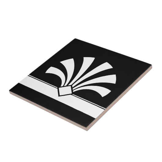 Art Deco White Black Geometric Blume Element 06 Fliese (Seite)