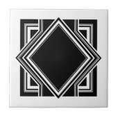 Art Deco White Black Geometric Square Element 05 Fliese (Vorderseite)