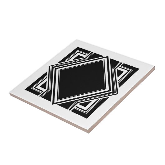 Art Deco White Black Geometric Square Element 05 Fliese (Seite)