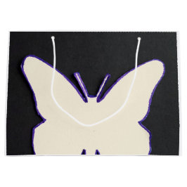 ART DECO WHITE BUTTERFLY SHOPPPING BAG GROßE GESCHENKTÜTE