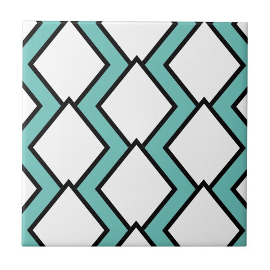Art Deco White Diamonds Tile 2 Fliese (Vorderseite)