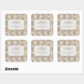 Art Deco White Gatsby 1920er Hochzeit Quadratischer Aufkleber (Blatt)