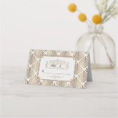 Art Deco White Gatsby 1920er Hochzeit Tischnummer Platzkarte (Rückseite)