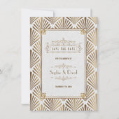 Art Deco White Gatsby 1920er Save the Date (Vorderseite)