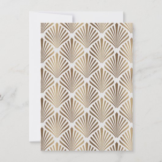 Art Deco White Gatsby Engagement Party der 1920er Einladung (Rückseite)