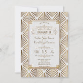 Art Deco White Gatsby Engagement Party der 1920er Einladung (Vorderseite)