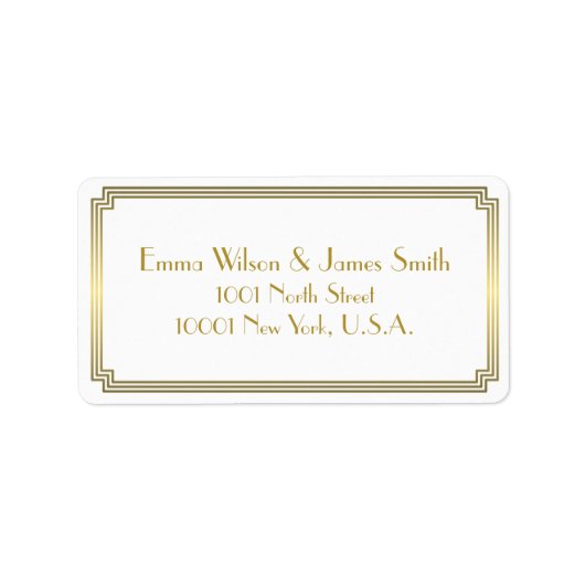 Art Deco White Gold Address Labels Adressaufkleber (Vorne)
